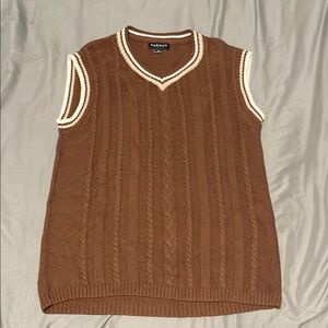 PacSun Brown Cable Knit Sweater Vest